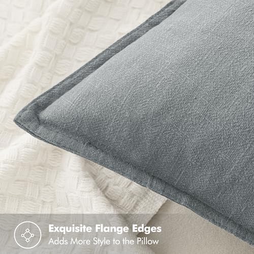 MIULEE Decorative Linen Euro Sham Pillow Covers 24x24 Gray - Image 2