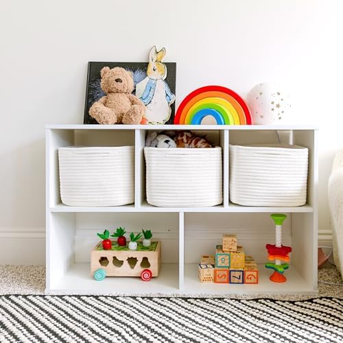 NaturalCozy Storage Cubes 9”x9”x7”Cotton Rope Woven Baskets for Organizing 3-Pack | 9 Inch Cube Storage Bin | Small Basket for Shelf Nursery, Pantry, Decorative Plant, Bathroom Closet, Toy Gift - Image 3