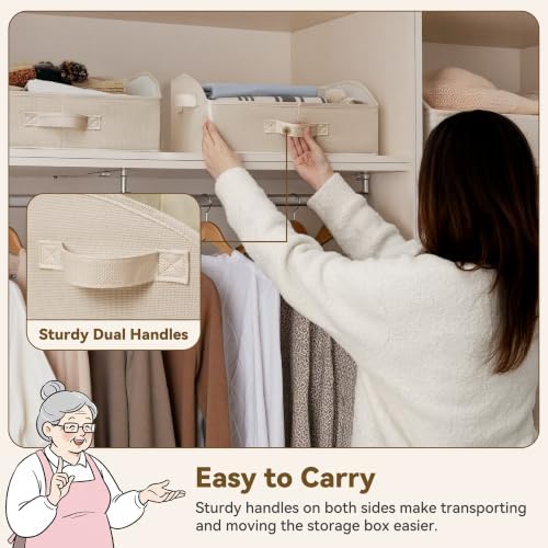 GRANNY SAYS Trapezoid Closet Storage Bins, Medium, Khaki, 3-Pack - Image 6