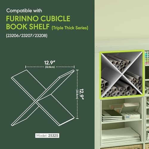 Furinno Cubicle X-Shelf Cube Insert, 3-Shelf Cube Organizer, White - Image 3