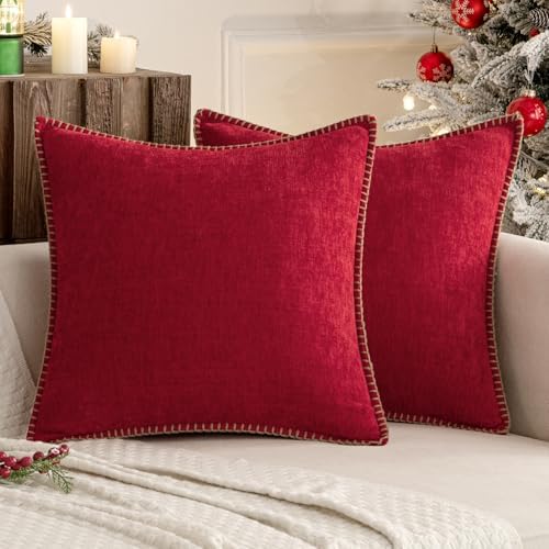 MIULEE Decorative Couch Throw Pillow Covers 20x20 Inch Red 2 Pack by MIULEE