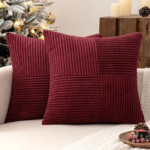 MIULEE Burgundy Decorative Throw Pillow Covers for Couch 18x18 Inch by MIULEE