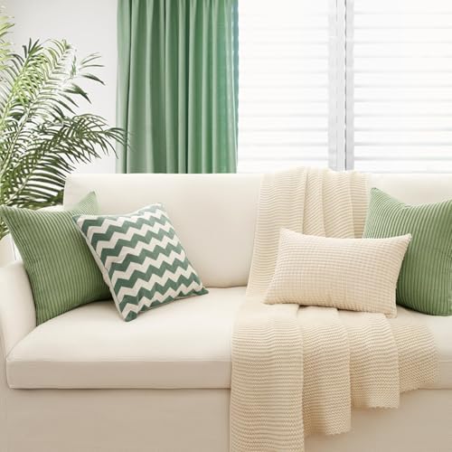 Topfinel Decorative Sage Green Throw Pillow Covers Cushion Cases, Set of 4 Soft Velvet Modern Double-Sided Designs Match for Home Decor, Pillow Inserts Not Included (18x18 inch) - Image 5