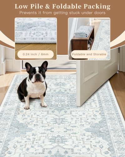 Madane Washable Kitchen Runner Rug 2x6 Rugs Runners for Hallways, Sky Blue - Image 6