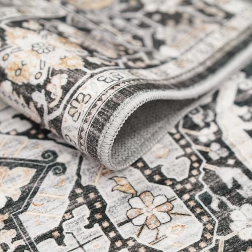 YOUFORTONG Area Rug 3x5 Washable Rugs: Soft Ultra Thin Low Pile Mat Machine Washable Indoor Doormat Lightweight Entry Rug Anti Slip Backing Rugs for Living Room Bedroom Kitchen 3'x5' Black - Image 6