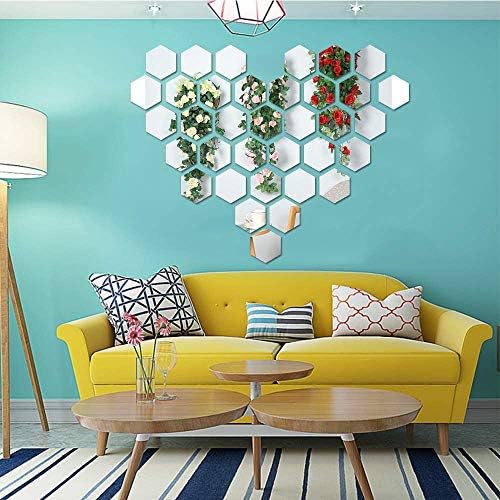 3D Hexagon Acrylic Mirror Wall Decor - Self Adhesive Tiles (30 PCS) by KimDaro