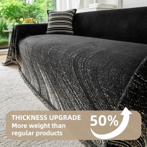 Couch Cover for Dogs Washable Sofa Cover, Sectional Couch Covers, Sofa Covers for 2 Cushion Couch, Non Slip Stripe Sofa Slipcovers Furniture Protector (Black 71x134) - Image 5