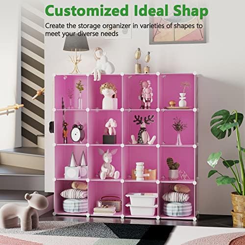 C&AHOME 16 Cube Storage Organizer Cube Shelves Units Storage Cubes, Pink - Image 5
