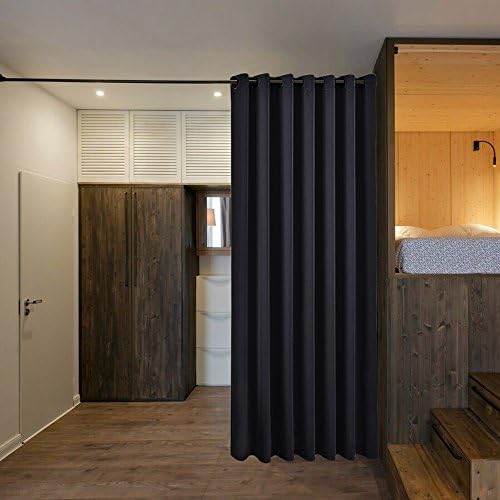 NICETOWN Black Room Divider Curtain for Doorway 7' Tall x 8.3' Wide 1 Panel - Image 2