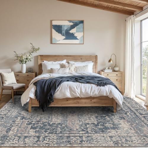 Rugxara Blue 8x10 Area Rugs for Living Room Bedroom Large Washable Rug - Image 4