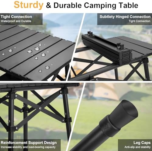 Folding Camping Side Table, Adjustable Height 14.2 & 18.9 in - Image 6
