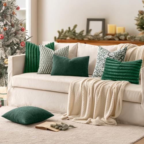 MIULEE Faux Fur Decorative Throw Pillow Covers 20x20 Set of 2 Dark Green - Image 7