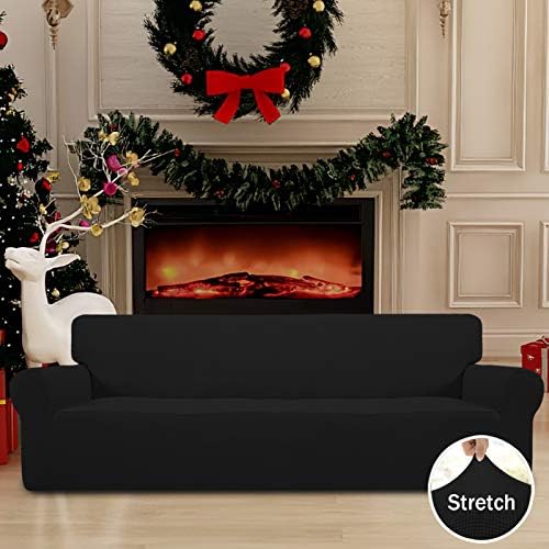 Easy-Going Stretch 4 Seater Oversized Sofa Couch Cover Black - Image 2