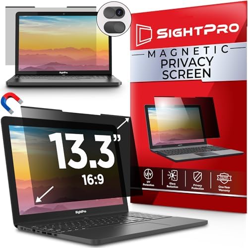 SightPro Magnetic Laptop Privacy Screen 13.3 Inch 16:9 - Patented Removable Laptop Privacy Filter Shield and Protector by SightPro