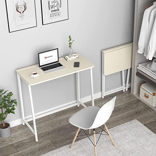 WOHOMO Folding Desk, 39.4" Foldable Computer Table for Small Spaces, Oak - Image 2