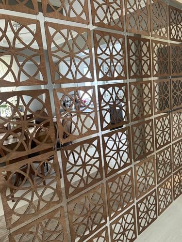 Wooden Hanging Room Divider Panels, Walnut, Set of 12 - Image 5