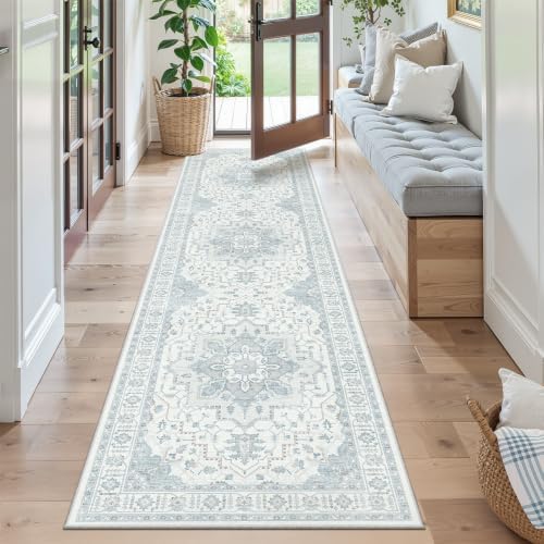 Madane Washable Hallway Runner Rug 2x8 Kitchen Runners Non-Slip, Sky Blue - Image 2