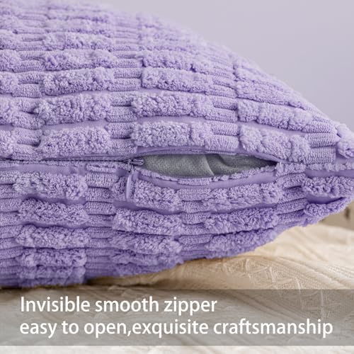 Aegero Pack of 2 Corduroy Decorative Throw Pillow Covers 18x18 Inch, Purple - Image 3