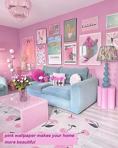 15.7"x197" Pink Peel and Stick Wallpaper Self Adhesive Lavender Contact Paper for Cabinets Wallpaper for Girls Bedroom Wallcovering Furniture Countertop Vinyl Roll - Image 2