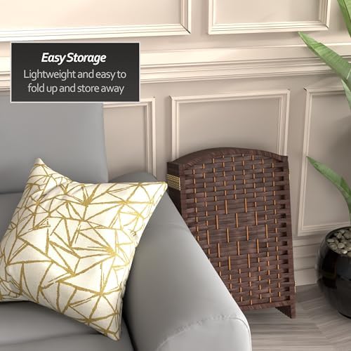 Red Lantern 2 ft. Short Diamond Weave Fiber Folding Screen - Dark Mocha - 8 Panel - Image 3