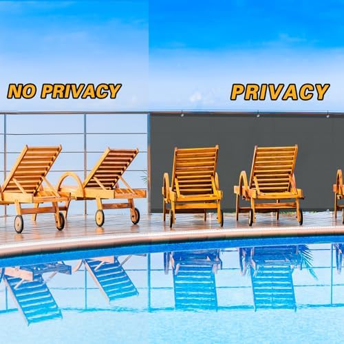 LOVE STORY 3' x 16' Waterproof Balcony Privacy Screen Cover, Dark Grey - Image 6
