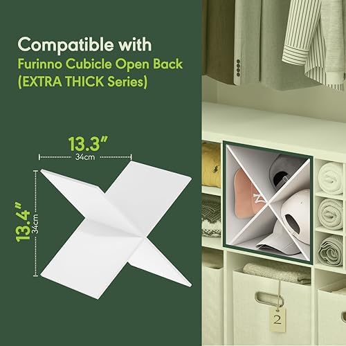 Furinno Cubicle Cube Insert, X-Shelf Cube Organizer, Fits into Furinno Extra Thick Cubes, for Organizers and Storage, White (Does not fit IKEA Kallax Shelving) - Image 4