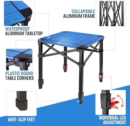 VILLEY Folding Camping Square Table, Portable Aluminum Table, Small - Image 4