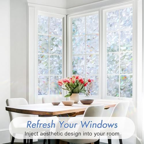 Haton Window Privacy Film, Rainbow Film, Silver 17.5" x 78.7" - Image 2