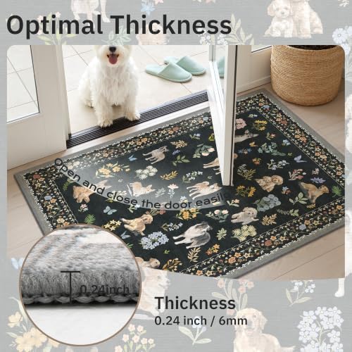 Soalmost 2x3 Dog Rugs for Entryway, Washable Door Mat Animal Soft Rug Black - Image 5