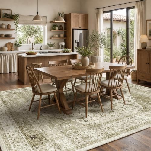 AMADA HOMEFURNISHING 9x12 Washable Area Rug, Low-Profile Large Area Rug with Non-Slip Backing & Durable Edge Binding, Vintage Large Rugs for Living Room, Bedroom & Dining Room - Image 2