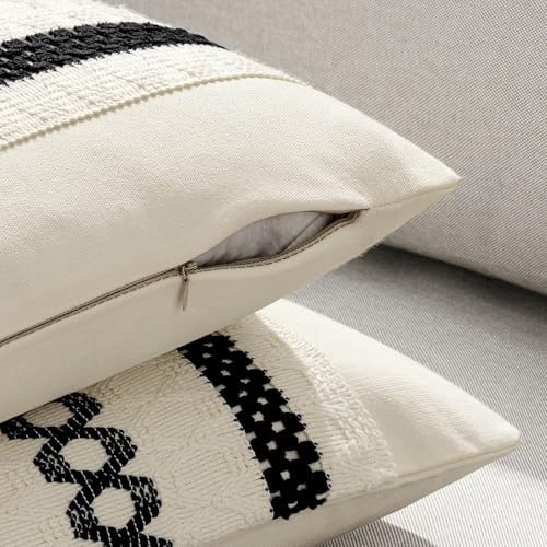 MIULEE Set of 2 Black Boho Decorative Pillow Covers 18x18 Inch - Image 5