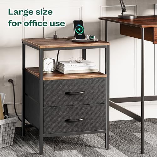 Huuger Night Stand with Charger Station, 27.7 Inch Tall Nightstand - Image 4