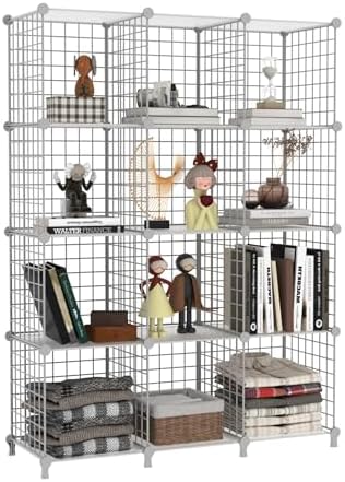 AWTATOS Wire 12 Cube Storage Organizer, Closet Storage Shelves Stackable by AWTATOS