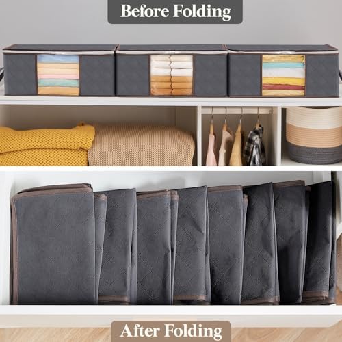 Lifewit 8 Pack 35L Clothes Storage Bins with Lids, Foldable Blanket Storage Bags with Zippers, Clear Window and Reinforced Handles, Closet and Organization for Clothing, Sweater, Comforter, Bedding - Image 5
