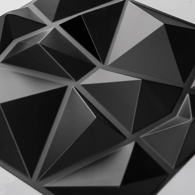 Art3d Decorative 3D Wall Panels in Diamond Design, 12"x12" Matt Black for Home and Office Decor (33 Pack) - Image 9