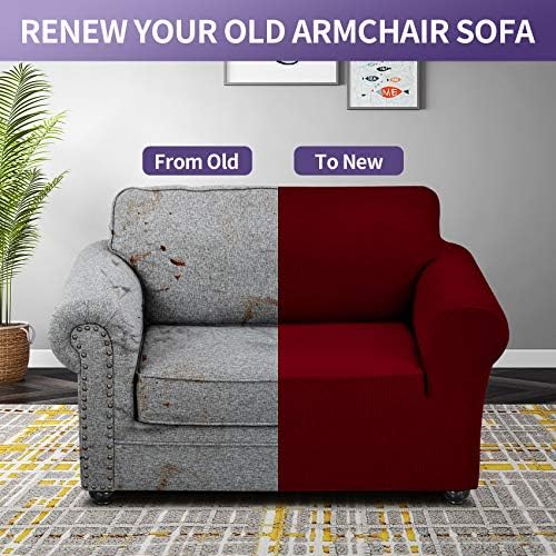 Joccun Christmas Stretch Chair Couch Cover,1-Piece Sofa Slipcover Spandex Jacquard Fabric Sofa Covers with Elastic Bottom,Washable Furniture Protector for Dogs,Cats,Kids(Armchair,Red Dahlia) - Image 6