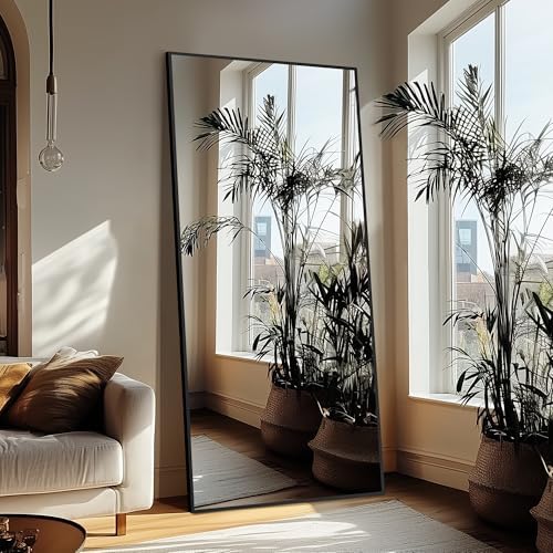 Delma Full Length Mirror with Stand, 70x30 Black Floor Mirror - Image 6