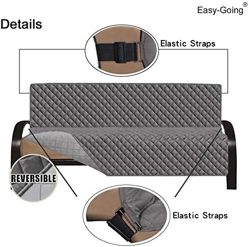 Easy-Going Reversible Couch Cover, Large Futon Sofa, Gray/Light Gray - Image 3