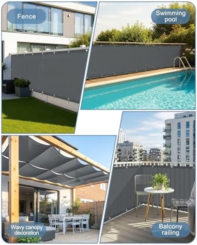 SUNLAX Waterproof Balcony Privacy Screen 3'x13' Dark Grey Fence Cover - Image 6