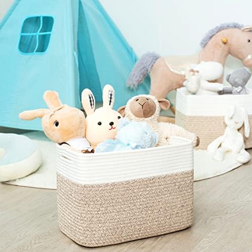 MINTWOOD Design 3-Pack Storage Baskets for Shelves, Playroom and Classroom Basket, Book Decorative Cube Bins, Woven Closet Organizers, Baby Nursery Baskets, Light Brown - Image 6