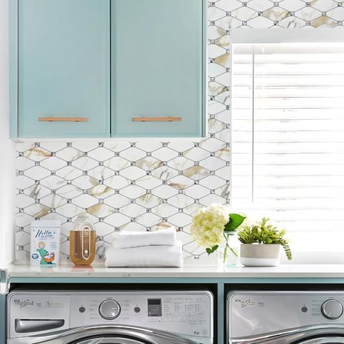 STICKGOO 10 Sheets Peel and Stick Backsplash, Calacatta Golden - Image 4