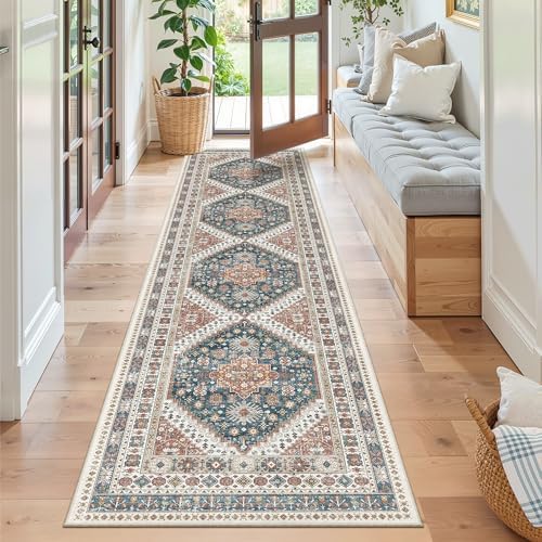 Madane Hallway Runner Rug 2x8 Washable Kitchen Rugs Non-Slip, Navy Blue - Image 3