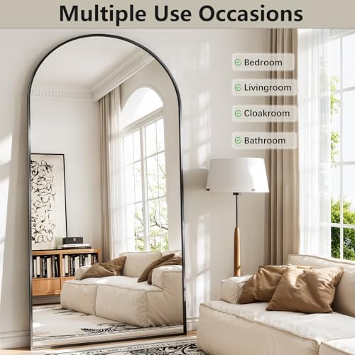 Oversized Full Length Mirror, 38"x77" Large Arched Floor Mirror Full Length with Stand, Room Decor Big Full Body Mirror with HD Tempered Glass Aluminum Frame for Bedroom Living Room, Black - Image 3