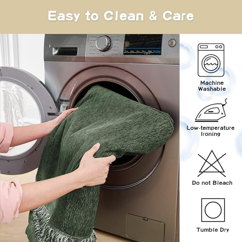 MYSKY HOME Couch Cover for Sofa Couch Covers for Pets, Non Slip Dogs Furniture Protector with Tassels for Living Room Non Slip Washable Furniture Protector Cover for Pet, Cat, 91"x118", Moss Green - Image 6