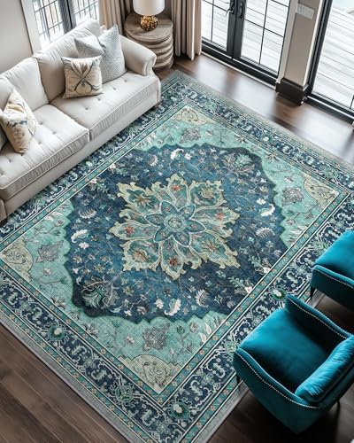 RELEANY Washable Area Rug, 6'x9', Teal - Image 5