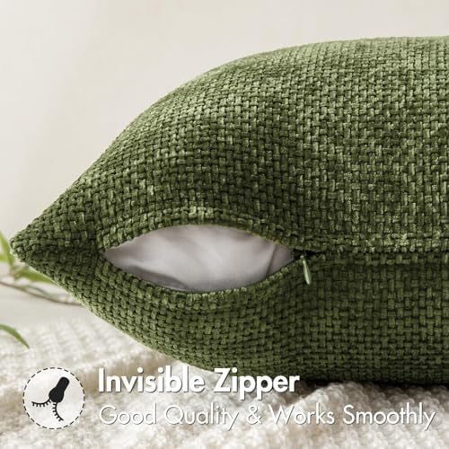 MIULEE Decorative Couch Throw Pillow Covers 18x18 Inch Olive 2 Pack - Image 5