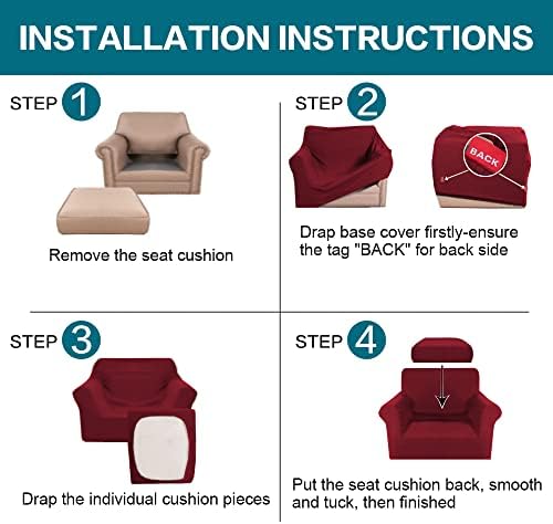 Turquoize 2 Piece Chair Covers Chair Slipcovers for Living Room Armchair Couch Cover Chair Sofa Cover with Individual Cushion Covers Furniture Cover for Chairs Feature Thick Fabric (Chair, Burgundy) - Image 6