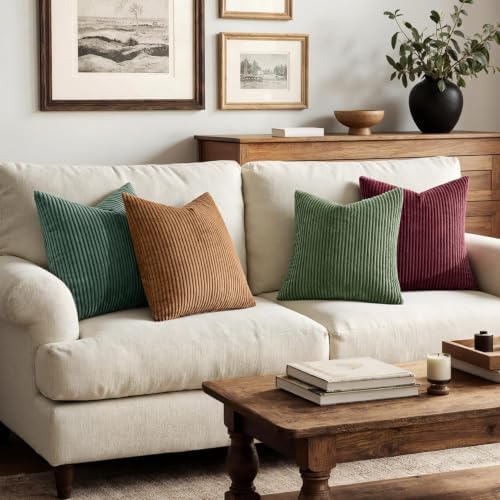 MIULEE Soft Corduroy Decorative Throw Pillow Covers Christmas Green 20x20 - Image 7