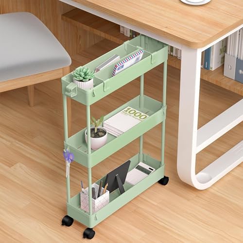 SPACELEAD 2-piece Set Slim Storage Cart 3 Tier,Bathroom Organizer Rolling Utility,Mobile Shelving Unit Slide Out for Office, Kitchen, Laundry Room & Narrow Places - Image 7