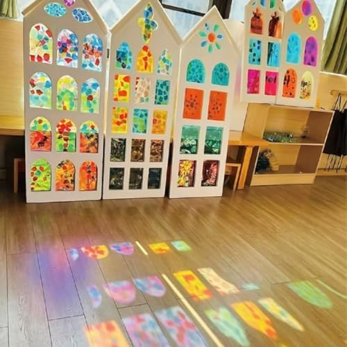 Transparent Decorative Glass Film Self-Adhesive Window Tinting Vinylfor DIY Party Home Decoration,13 Colors Bundle Pack,8.2Inches x 11.8Inches - Image 3